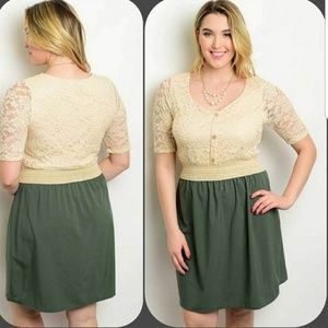 PLUS SIZE BEIGE OLIVE  DRESS